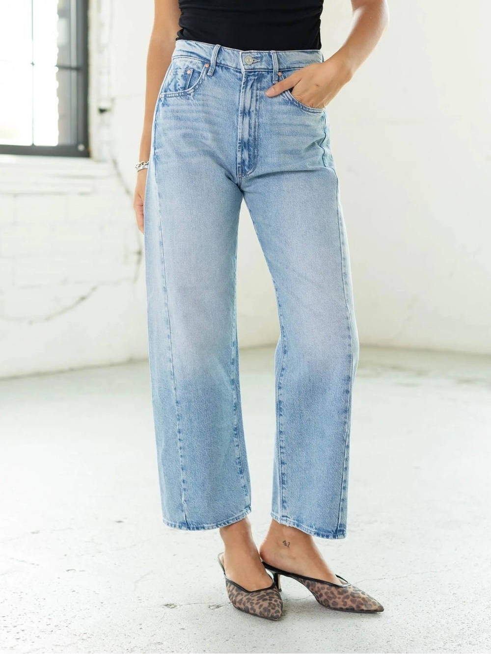 Mother The Half Pipe Ankle 100% Cotton Size 29 in This is How I Roll Light Blue